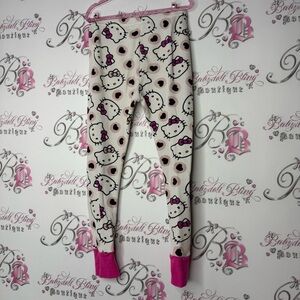 Hello kitty leggings waffle knit thermal cat pants kids cute pink stretchy
